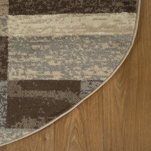 12' Beige Slate Gray And Brown Patchwork Runner Rug